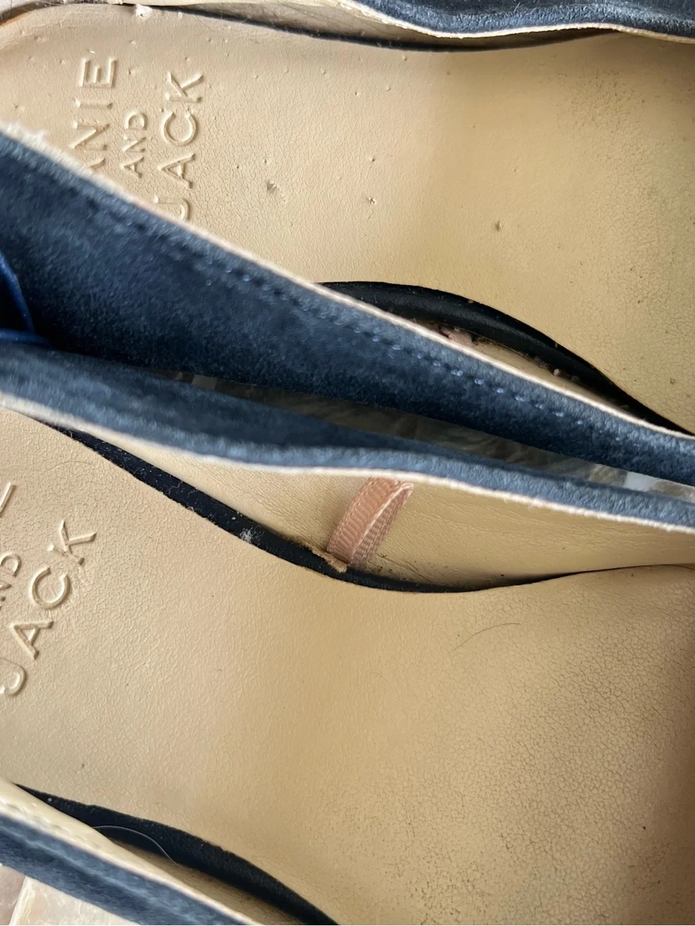 B12 Janie & Jack Blue Suede Fringe Flats Sz 10 Gold Buckle Accent